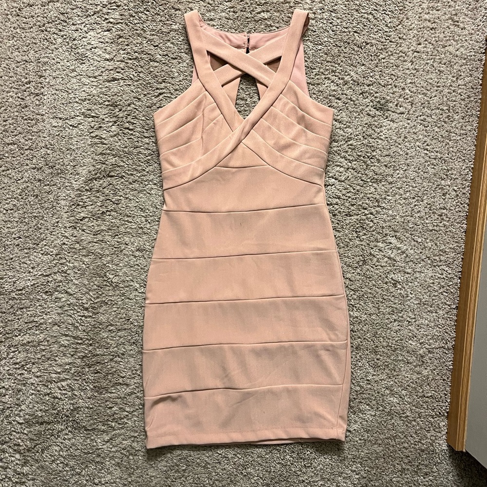 Emerald Sunday baby pink bandage dress